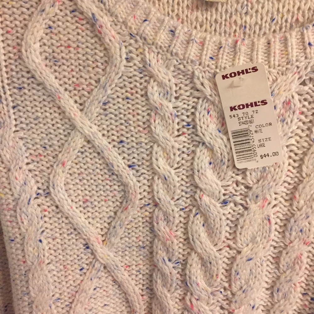 Sweater from Kohl’s. Love it, just too big for me